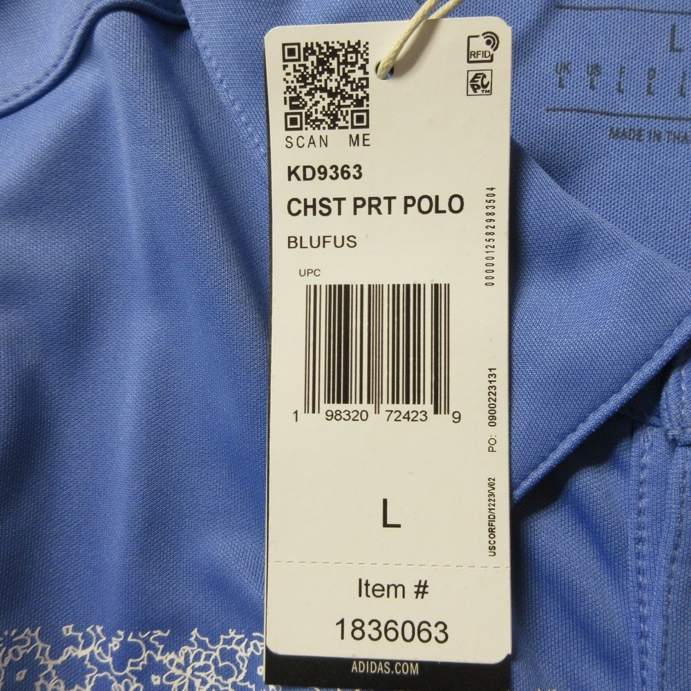 ADIDAS Golf Polo Shirt Mens L (44-45) Blue White‎ Floral Flowers Stretch Top NWT - Picture 8 of 14